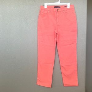NWT Amanda Slimming Jean Tapered Leg Size 12 Coral Color